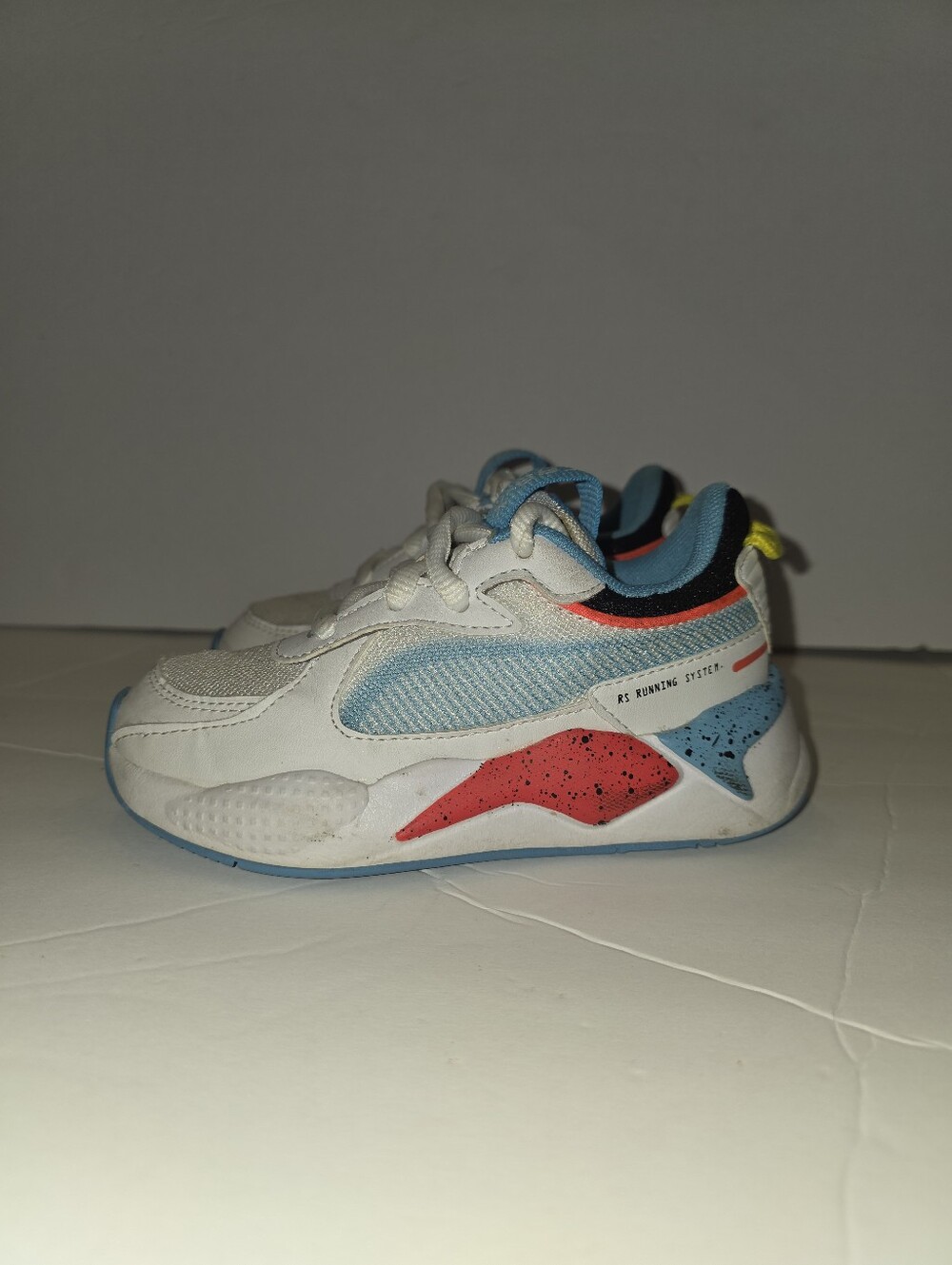 Puma RS-X White Blue Red Speckled Kids Sneakers Size 11c